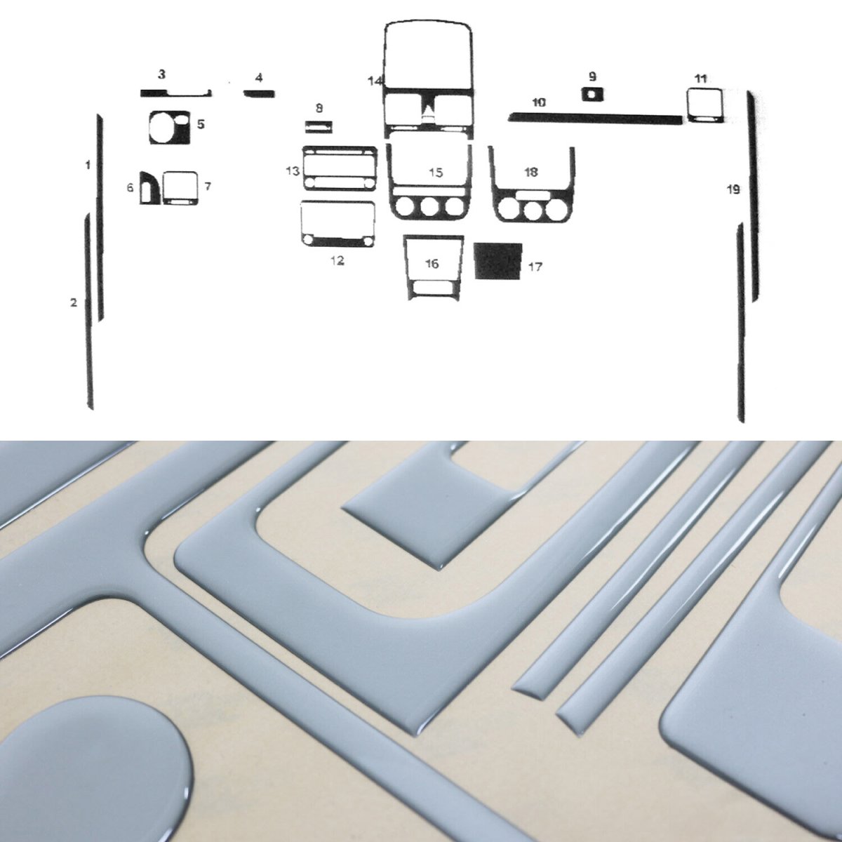 Volkswagen Golf Dashboard Kit - Omac - 19 Pcs. - Alu - '03-'09